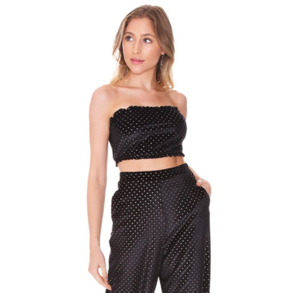 NWT SMYM Iris Tube Top in Black Stud Velvet